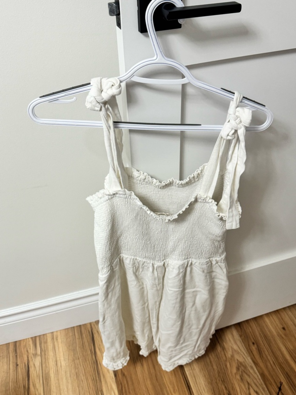 Altar’d State White Smocked Tie-Strap Romper
